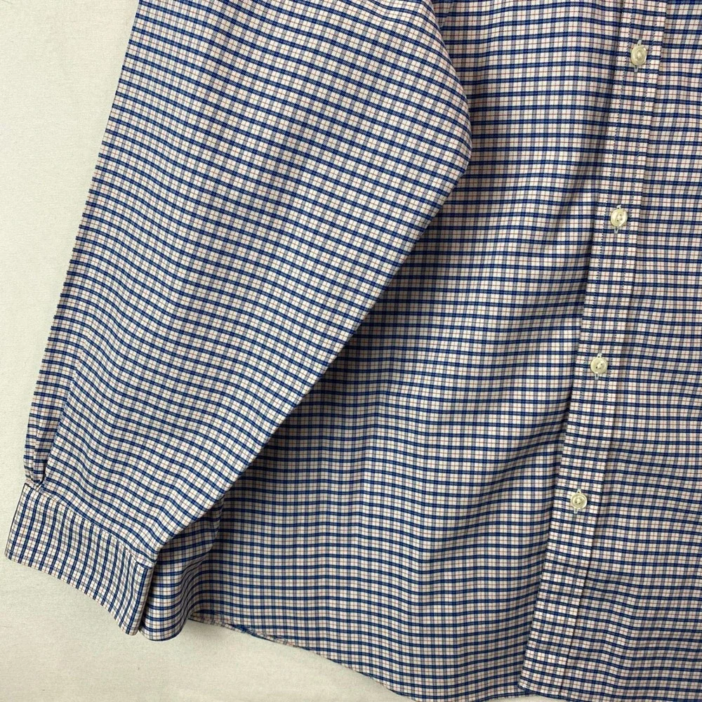 Brooks Brothers Regent Fit Mens XXL Blue Red Tattersall Non-Iron Stretch Shirt